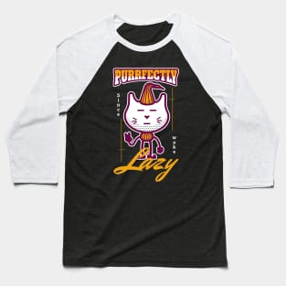 cute cat lazy purrfectly lazy Baseball T-Shirt